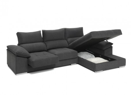 Chaise longue izquierdo con asientos deslizantes tapizado gris Merkamueble