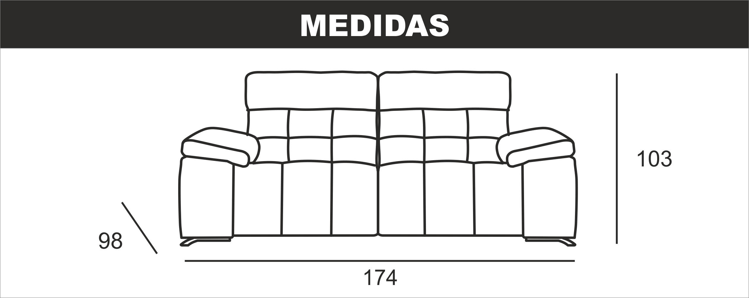 Medidas Sofa 2 Plazas Queen